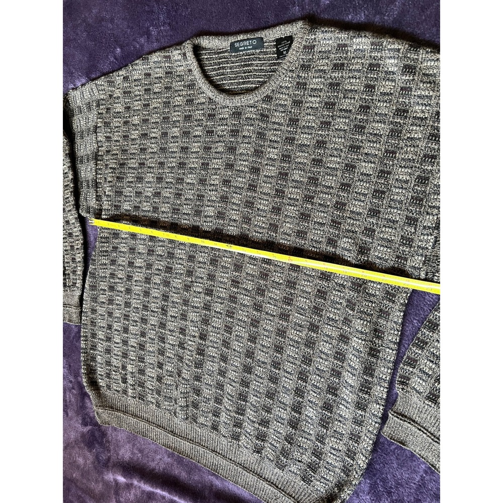 Vtg Made in Italy 100% Merino Wool Luxury Grandpa Crewneck Sweater Preppy Mens M - Picture 8 of 9